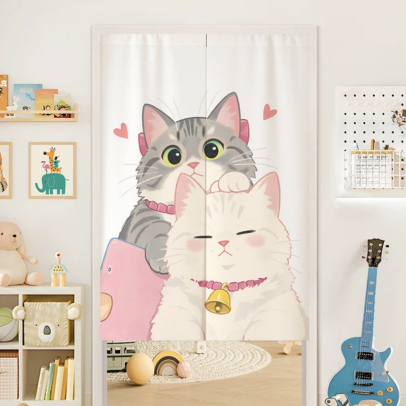 Noren Curtain Doorway - VIKAMA Paar Katten Noren Deurgordijn Schattig