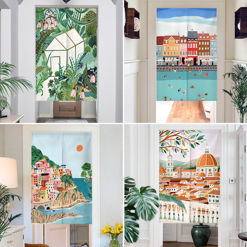Noren Curtain Doorway - Nordic Ins Handgeschilderd Schilderij Deurgordijn Slaapkamer