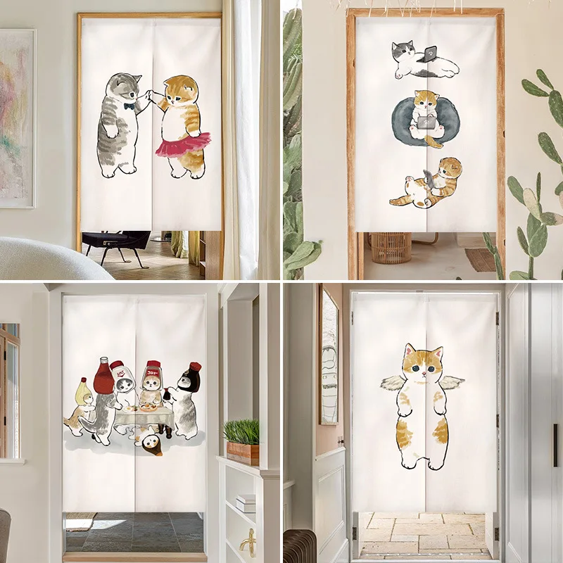 Noren Curtain Doorway - Grappige kat Japanse deurgordijn Noren schattig