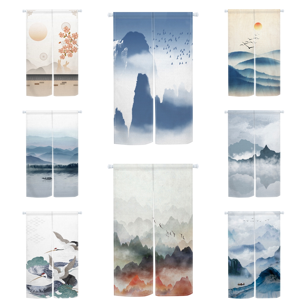 Noren Curtain Doorway - Traditionele Japanse Noren-deurgordijnen met inktwasmotief van