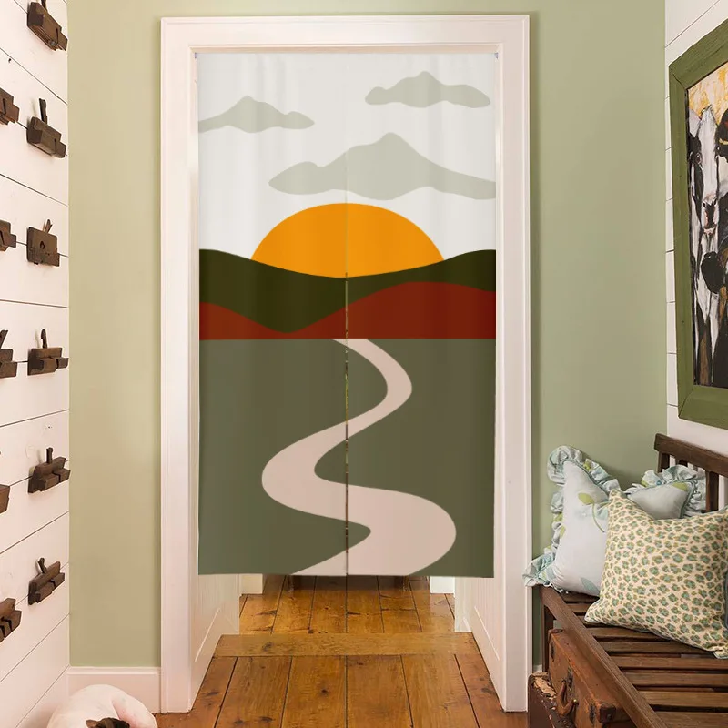 Noren Curtain Doorway - Nordic Landscape Painted Doorway Gordijnen voor