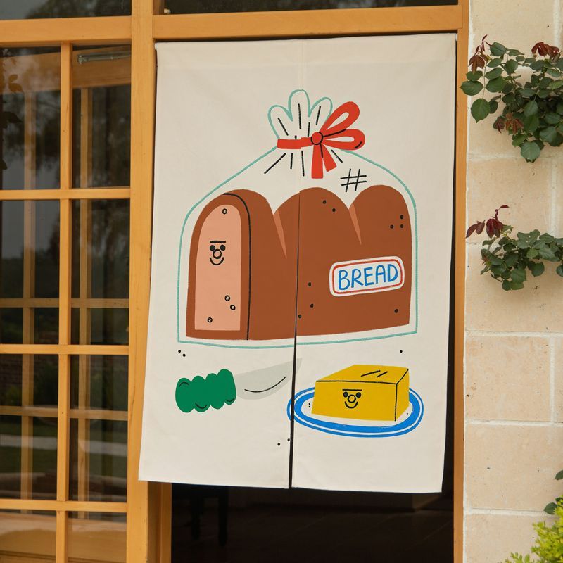 Noren Curtain Doorway - VIKAMA Schattig handgetekend broodpakket Deurgordijn Ontbijt