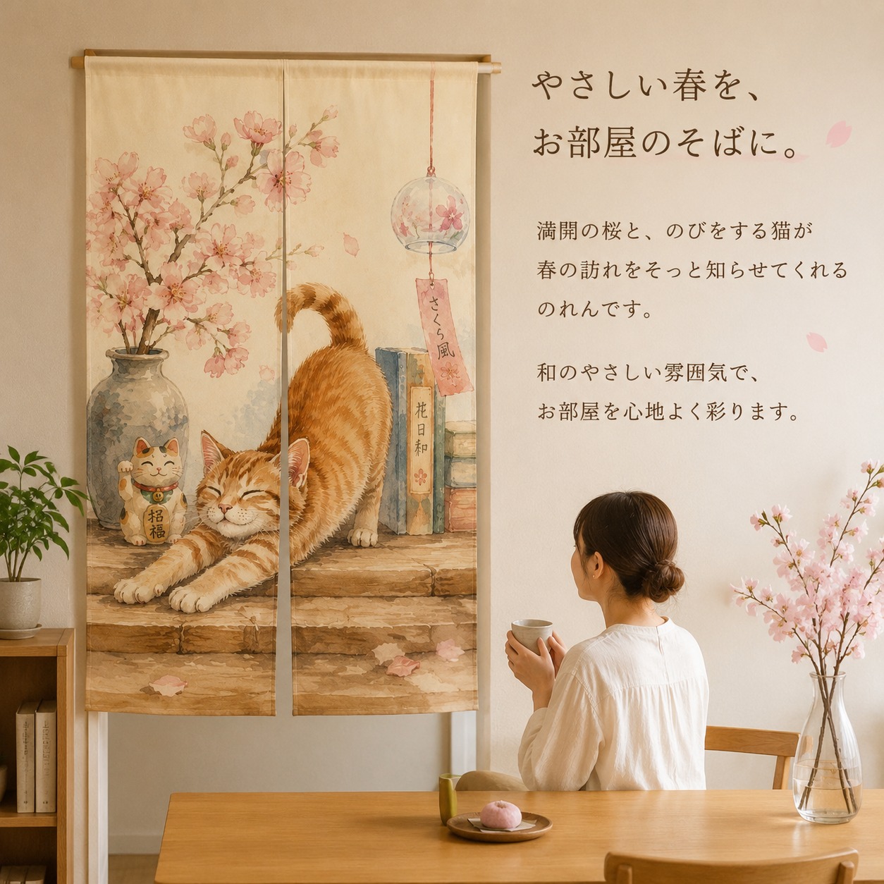 Japanse Kat Sakura Noren Gordi - Noren Curtain Doorway recensie en prijs