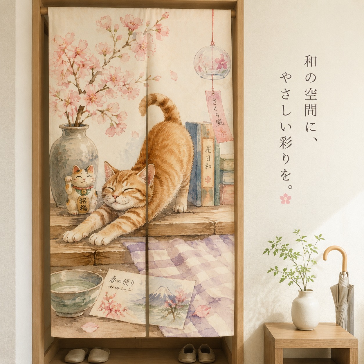 Japanse Kat Sakura Noren Gordi - Noren Curtain Doorway recensie en prijs