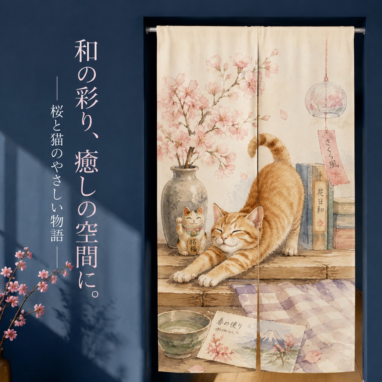 Japanse Kat Sakura Noren Gordi - Noren Curtain Doorway recensie en prijs